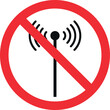 No radio signal sign. Weak wifi symbol. Forbidden signs and symbols.