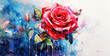 watercolor background with roses, water colorful red rose. Generative Ai content