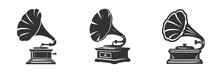 Gramophone Icon Isolated On A White Background. Vector Illustration