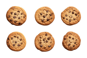 Wall Mural - a collection of chocolate chip cookies isolated on a transparent background, generative ai