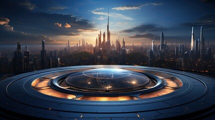 Canvas Print - Futuristic city in future, holographic city