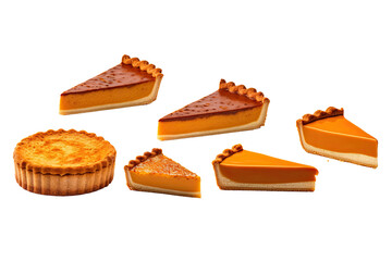 Wall Mural - a collection of slices of pumpkin pie isolated on a transparent background, generative ai