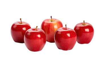 Wall Mural - a collection of shiny red apples isolated on a transparent background, generative ai