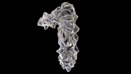 Poster - 3D glass number 1 with light dispersion animation isolated on black background