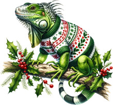 Reptile Wearing Christmas Jumper
