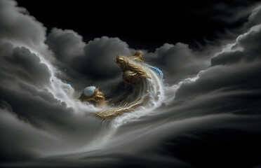 Wall Mural - abstraction is something that is not really an illusion, the sky is gold, a dark background