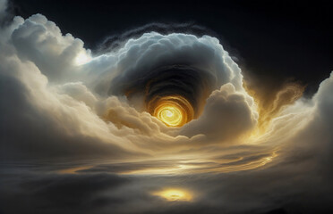 Wall Mural - abstraction is something that is not really an illusion, the sky is gold, a dark background