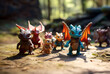 Kinder Spielzeug Figuren in Ritter Abenteuer mit Drachen - Drachen in Ritterrüstungen trinken Bier