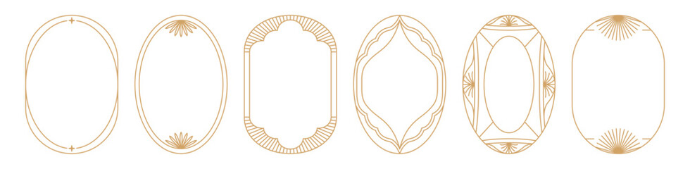 Aufkleber - Vector set of design elements and illustrations in simple linear style - oval boho logo design elements and frames for social media stories and posts with copy space for text..