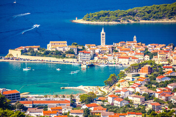 Wall Mural - Town of Rab and Adriatic archipelago panoramic view