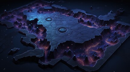Poster - Futuristic board with glowing red and blue lights