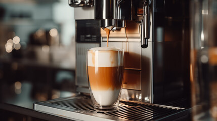 Espresso machine making fresh coffee