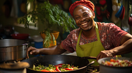 Wall Mural - A chef in Africa is preparing something