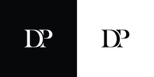 Abstract Initial Letter DP Or PD Logo Company And Icon Business In Black And White Color