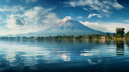 Wall Mural - beautiful landscane photography volcano mountain in indonesia