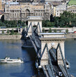 Bird view of the famous Chain Bridge over the Danube