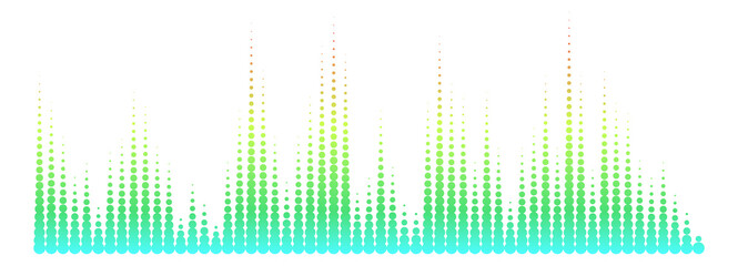 Green neon music equalizer. Audio wave chart