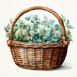 Fototapeta Kwiaty - watercolor basket clipart, Generative Ai