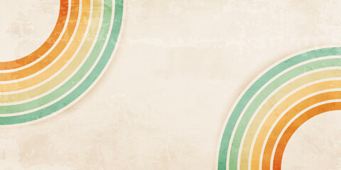 Wall Mural - abstract background of color lines in 70s retro style. vintage colourful stripes banner for postcard