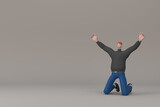 Fototapeta  - Man in casual clothes making gestures while sSit with your hands raised. 3D rendering of a cartoon character