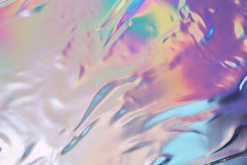 Wall Mural - Silver iridescent, pastel rainbow background, holographic foil texture. Generative AI