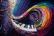 klucz wiolinowy, muzyka, symbol  abstrakcyjny kolorowy akrylowy malowany obraz Generative AI