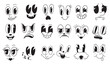 Facial mascot 30s. Looking toon faces quirky characters, creator cartoon laughing persona without limbs, retro vintage comic animation face eye caricature neat png illustration