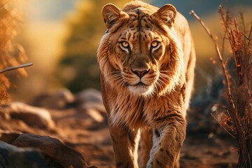  Portrait of a Liger Hybrid Offspring of Male Lion and Female Tiger