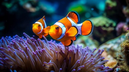 Wall Mural - clown fish on the seabed.