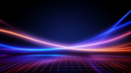 Poster - realistic neon lights lines background vector design illustration