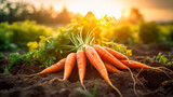 Fototapeta  - Carrot harvest in the garden. Generative AI,