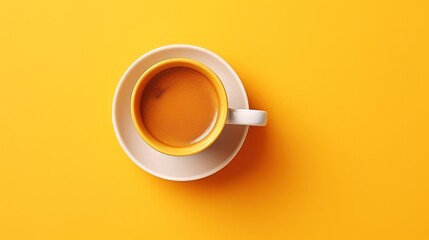 Poster - cup of espresso coffee on yellow background. Zenith