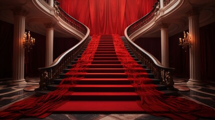 Wall Mural - staircase with red carpet
