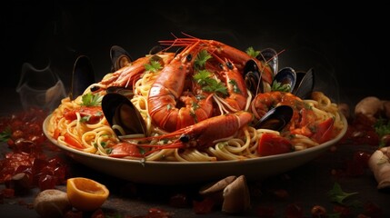 Sticker - Fresh Spaghetti pasta with seafood