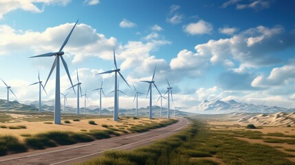 Sticker - Wind turbine farm - renewable, sustainable and alternative energy