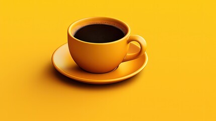 Aufkleber - cup of espresso coffee on yellow background. Zenith