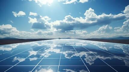 Wall Mural - The powerful sky reflected on the solar panels.