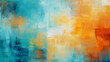 A painting of a blue and orange background