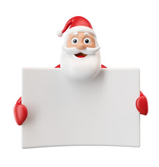 Wall Mural - Santa Claus holding sign in 3d render illustration 