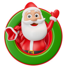 Wall Mural - Santa Claus with green frame in 3d render illustration
