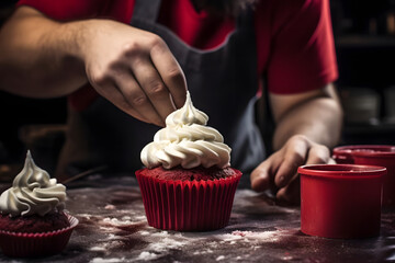 Making Red velvet cupcake, christmas season