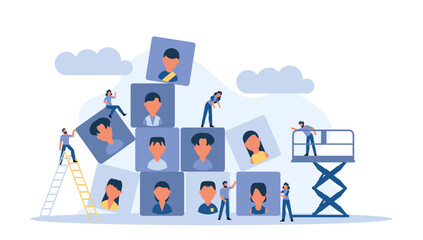 Wall Mural - Blue building symbolizes the growth and achievement of a company, representing the strategic management and decision making process that leads to success vector illustration