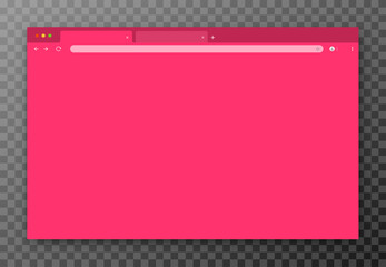 Fototapete - An empty browser window in purple on a transparent background. Website layout with search bar, toolbar and buttons. Vector illustration.