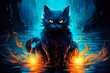 A fantasy witch cat. Generative AI