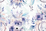 Fototapeta Dziecięca - Watercolor seamless pattern with cute watercolor hedgehog and flowers.