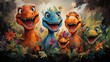 kids paint page dinosauers AI generated illustration