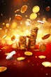 Realistic casino background with flying chips golden AI generated illustration