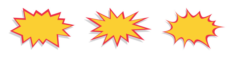 set of yellow explosion stars. comic burst, bursting star, starburst speech bubbles. star sticker, b
