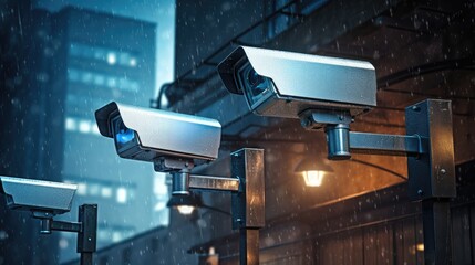 security cameras in action. Top project secures stocks in an innovative surveillance company.