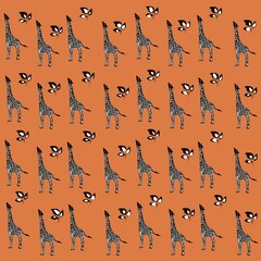 Wall Mural - giraffe, animal, mammal, vector, wild, illustration, zoo, neck, safari, nature, wildlife, tall, cartoon, cute, horse, silhouette, deer, christmas, animals